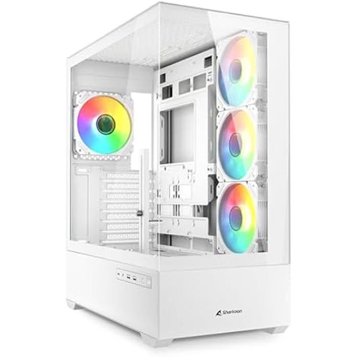 Boîtier PC ATX – SHARKOON – AK6 RGB – Verre trempé – 4 ventilateurs PWM LED – Support de refroidissement eau/air