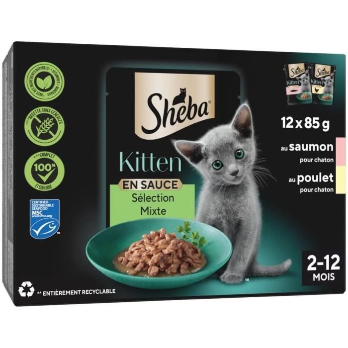Meilleurs prix pour SHEBA Kitten Sélection mixte en sauce sachets fraîcheur pour chaton / kitten 2 variétés 48x85g