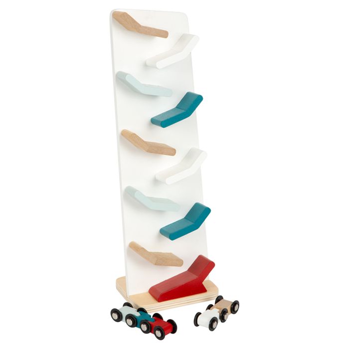 Circuit De Cascade En Bois Pour Petites Voitures – Tour De Jeu Zigzag à Partir De 18 Mois – Dimensions Environ 11 X 9,5 X 39 Cm
