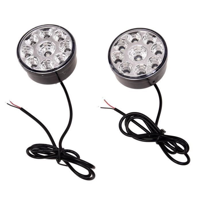 2pcs 8-LED feux diurnes voiture DRL ampoule antibrouillard Super lumineux étanche DC 12V - Auto