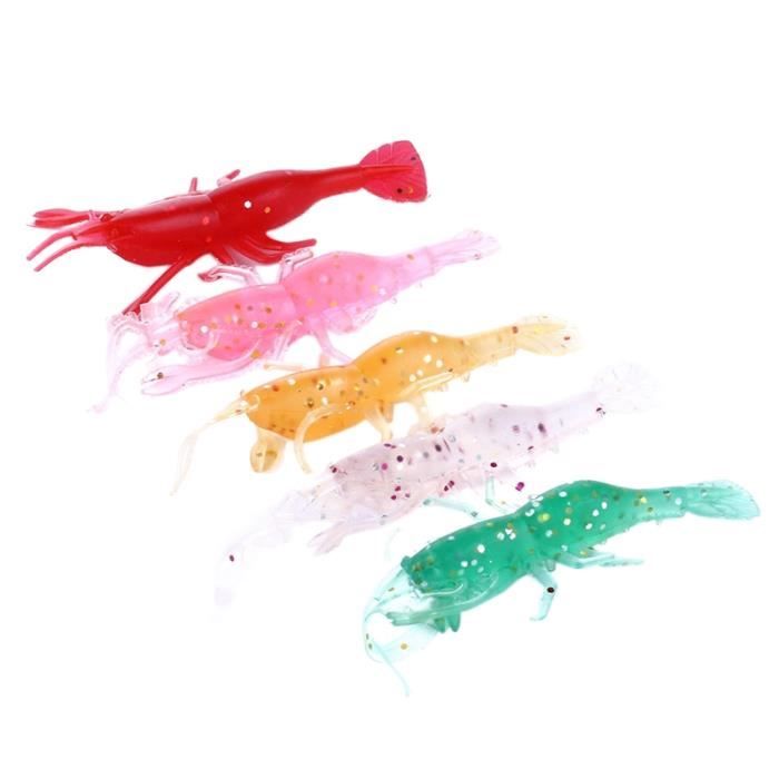 Lot De 10 Leurres Souples Crevettes 4 Cm – PVC Lumineux Pour Pêche En Mer Et Rivière