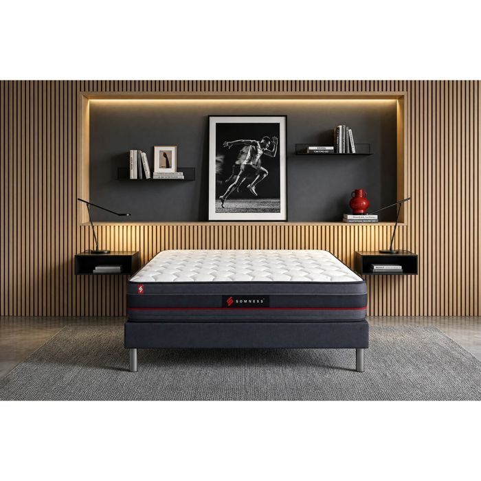 Ensemble 180x200 matelas REGEN à mémoire de forme + sommier kit noir 180 x 200 cm Noir