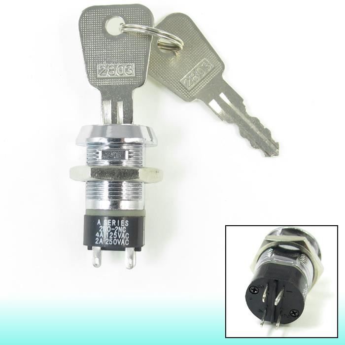 Métal Interrupteur à clé circuit 1 0.5 A 250 V OFF-ON-OFF 2 Touches