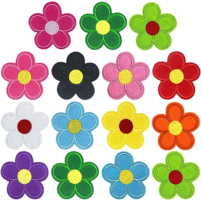Lot De 44 Patchs Thermocollants Fleurs Brodées – Écussons Colorés Pour Customiser Vêtements, Jeans, Sacs, Chapeaux Et Chaussures