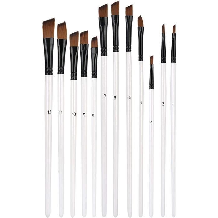 Kit De 6 Pinceaux Artistiques Pour Acrylique Et Aquarelle - Poils Synthétiques Dorés, Tailles Variées