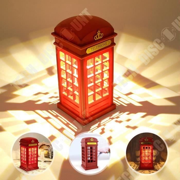 td® lumière classique en forme de cabine de téléphone rétro led- lumière de nuit- lampe de capteur tactile led veilleuse décoration