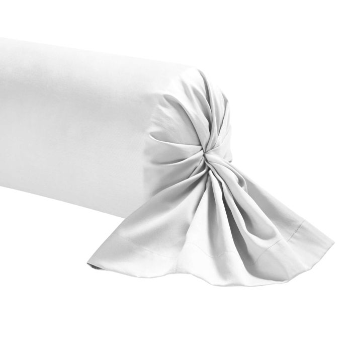 TERRE DE NUIT Taie de traversin blanc 100% satin de coton 160 cm - Blanc - Fabriqu&eacute; en France -  