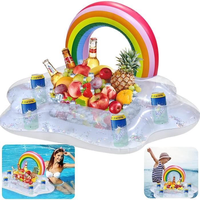 Porte-gobelet Flottant Gonflable Pour Piscine - Forme Cocotier Avec 4 Emplacements - 90x58x50cm