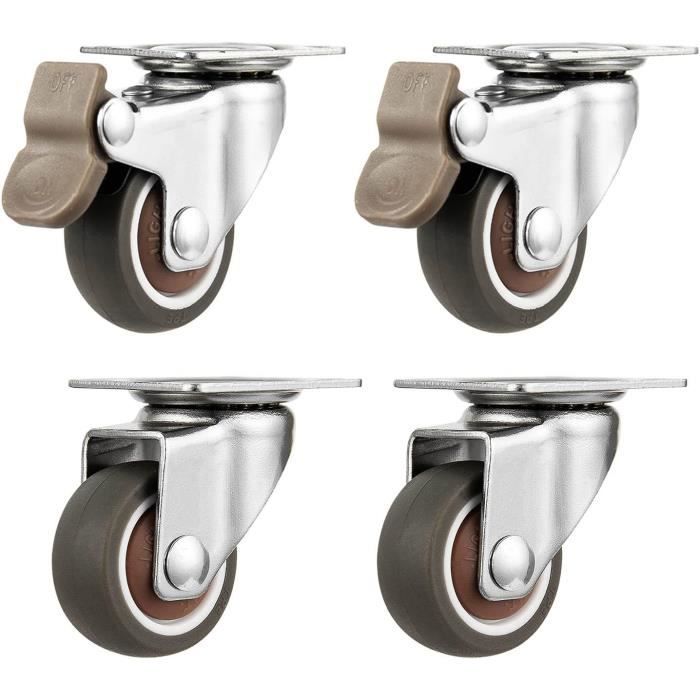 Jeu De 4 Roulettes Industrielles Bassick 9629RPE - Pivotantes, Charge 500 Lbs Chacune