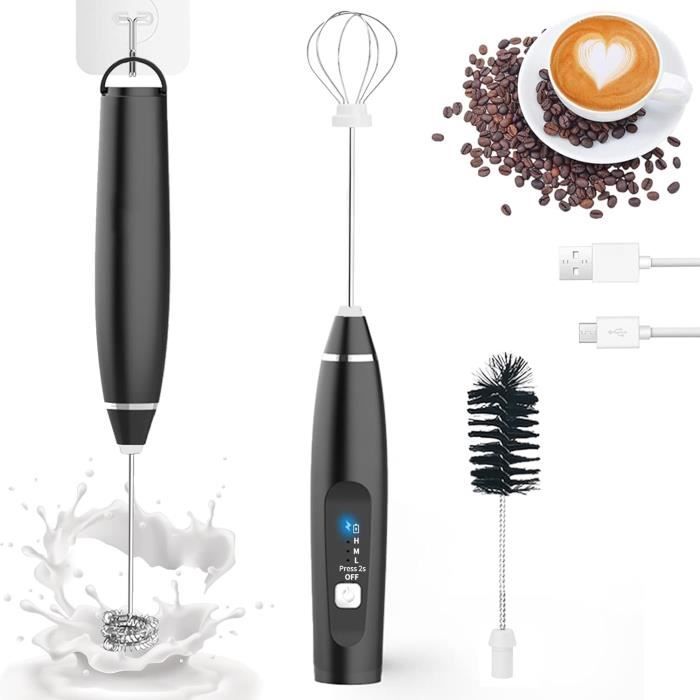 IraXpro Mousseur à Lait Électrique Rechargeable USB,avec Fouet en Acier Inoxydable,Support de