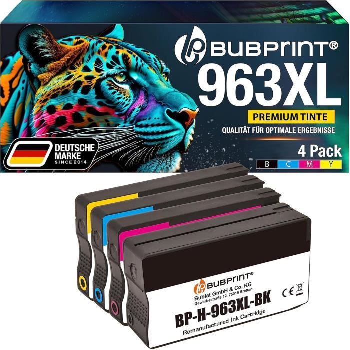 HenceBuy Lot De 4 Cartouches 963XL Compatibles HP - Noir/Cyan/Magenta/Jaune - Haut Rendement