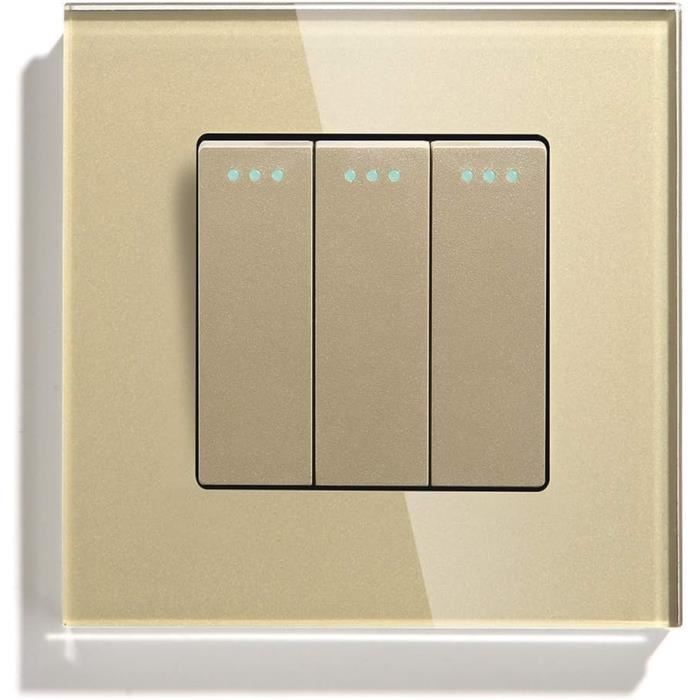Interrupteur 3 Boutons 2 Voies Blanc 10A - Modèle MODE CMA013, Neuf, Pour Installation électrique