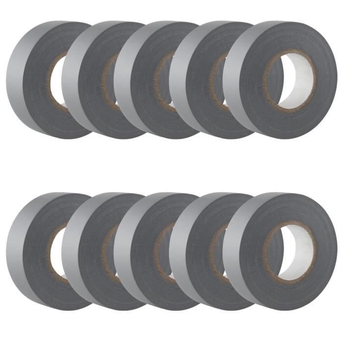 Lot De 10 Rubans Isolants Adhésifs Noirs PVC 19 Mm X 20 M