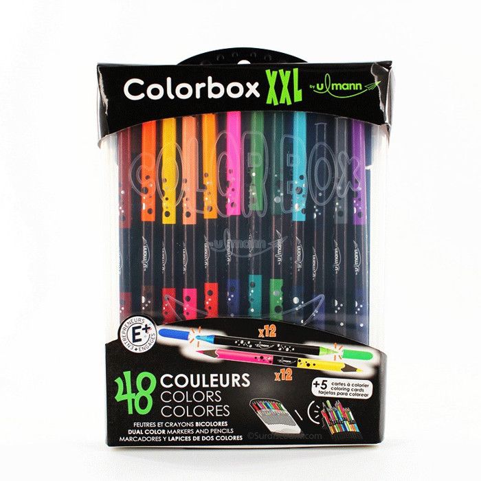 colorbox xxl 48 crayons de couleur 12 feutres lavables by ulmann cdiscount beaux arts et loisirs creatifs coloriage rex toy story 4