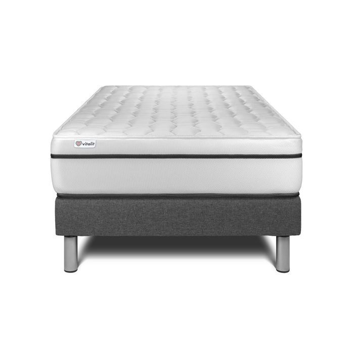 Ensemble Matelas Sommier 120x190 cm - Sommier Gris (en kit) - Vital Spa Gris Ensemble Matelas Sommier 120x190 cm - Sommier Gris (en kit) - Vital Spa Gris