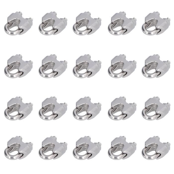 20 Serre-Câbles Acier Inoxydable M5 - Attaches Câbles Métalliques 5mm