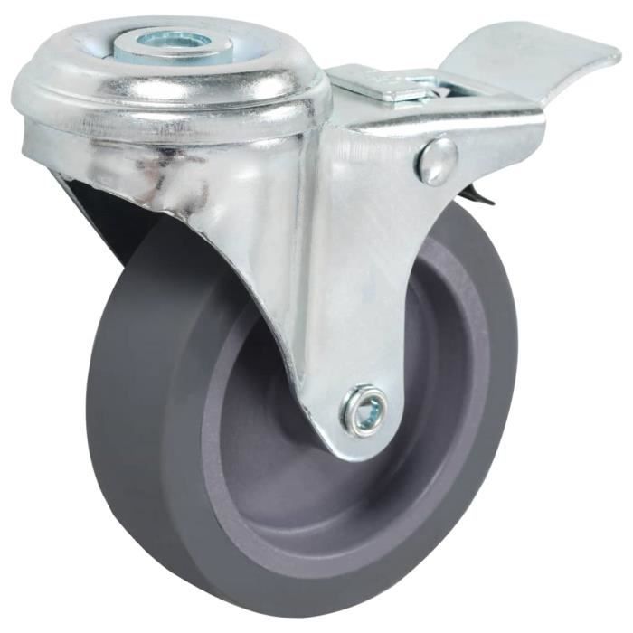 Lot 4 Roulettes 100 Mm Caoutchouc Rigide Non Marquantes – Pivotantes à Frein & Fixes, Charge 320 Kg, Bulldog Heavy Duty
