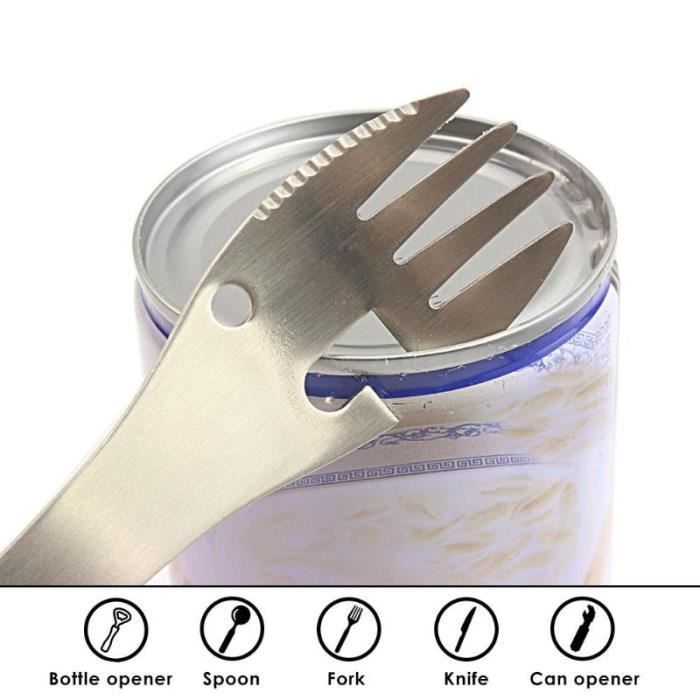 Spork Camping FlyWave - Cuillère-Fourchette 2 En 1 Ultraléger - Lot De 2 Avec Pochette