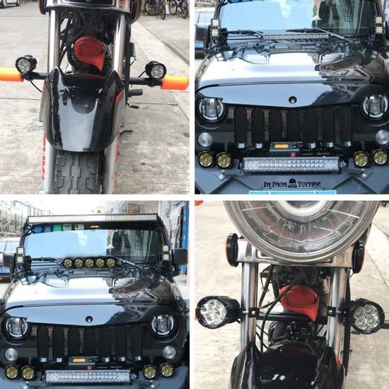 50W Phare Moto Feux Additionnels LED Phares Avant Moto Anti Brouillard Projecteur Spot LED 9~60V pour Truck Off Road 4X4 ATV,Noir