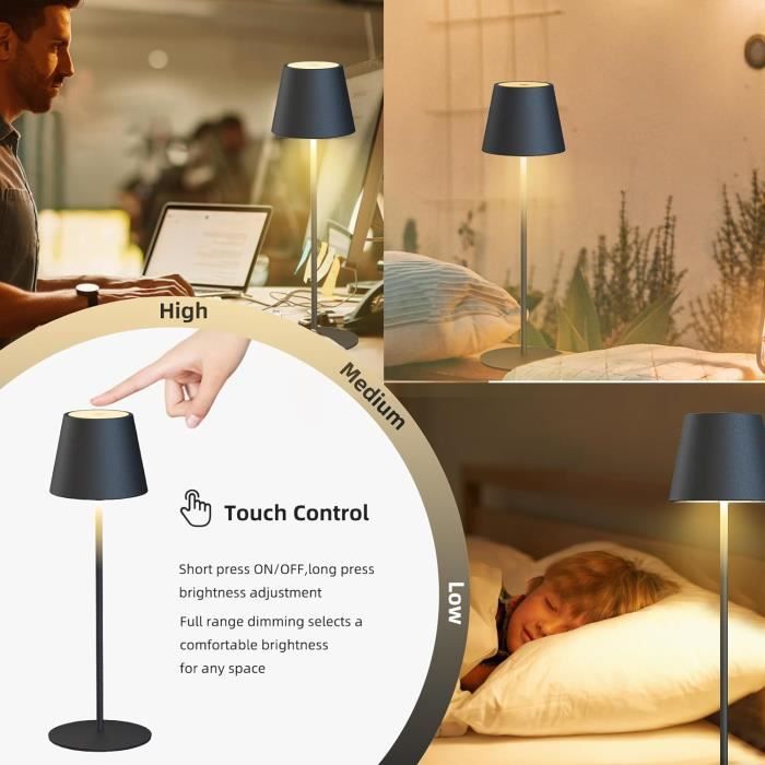 Lampe de chevet tactile lampe à poser fonction TOUCH lampe de bureau salon  chambre [rond] - Cdiscount Maison