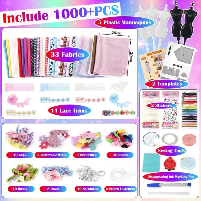 PATEMZON Kit Fashion Designer Enfant - 6 Mannequins Et Accessoires De Couture Créative Pour Filles Dès 6 Ans
