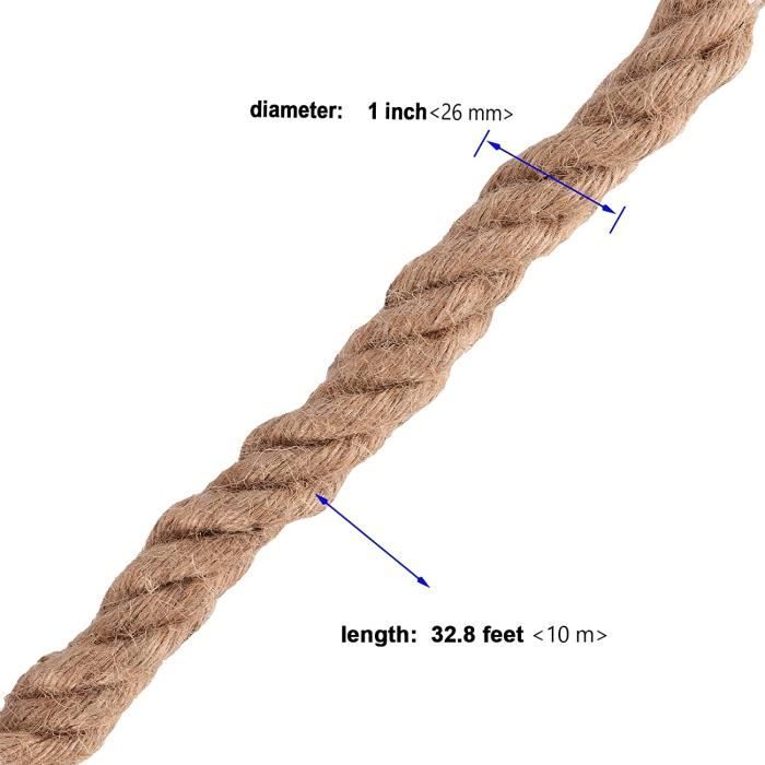 Corde chanvre torsadée - Résistance à la rupture indicative 402 kg -  Diamètre 8 mm - Longueur 10 m
