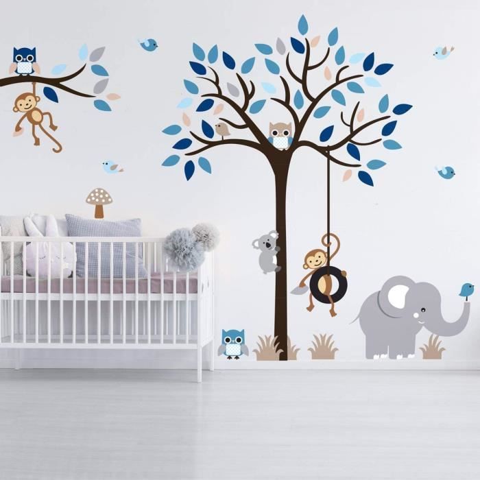 Stickers Muraux Enfants Animaux Jungle Chambre Enfant Girafe Singe Deco  Decoration Chambre Bebe Chambre Pour Garçons - Cdiscount Maison