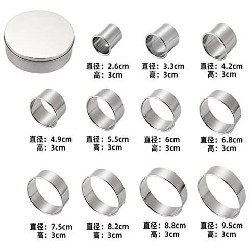 Lot De 8 Cercles à Pâtisserie En Acier Inoxydable - Diamètre 8 Cm - Pour Mousses, Gâteaux, Biscuits - Avec Poussoir Et Plaque De Fond