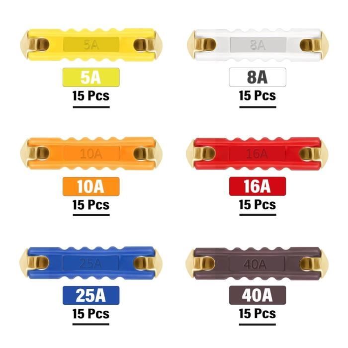 6 Valeurs Fusible Torpille Voiture 5A 8A 10A 16A 25A 40A Kit De 6-valeurs-fusible-torpille-voiture-5a-8a-10a-16a-25a-40a-kit-de