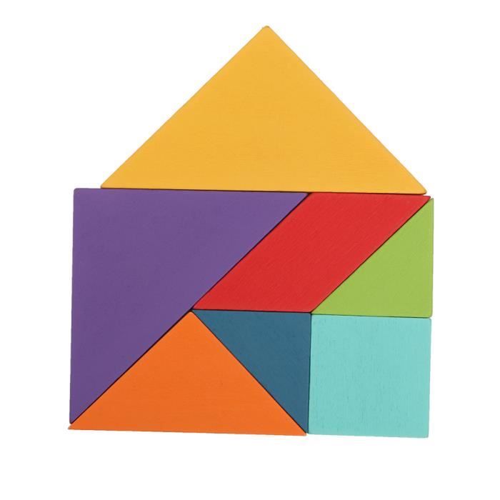 Jeu de puzzle éducatif - Enfants en bois magnétique Tangram - 96 pièces - Multicolore