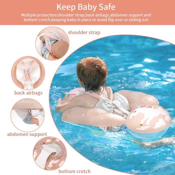Bouée Bébé Avec Pare-soleil UPF 50+ – Anneau Flottant Pour Tout-petits 6-36 Mois, Anti-bascule, Réglable, Pompe Incluse, Parfaite Pour Piscine, Plage, Bain, été 2026