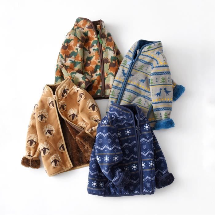Veste Polaire Garçon 8-12 Ans - Col Roulé, Coupe-vent - Tissu Antibactérien 5A, Polaire épaisse - Pour Ski, Sport D'hiver - 13