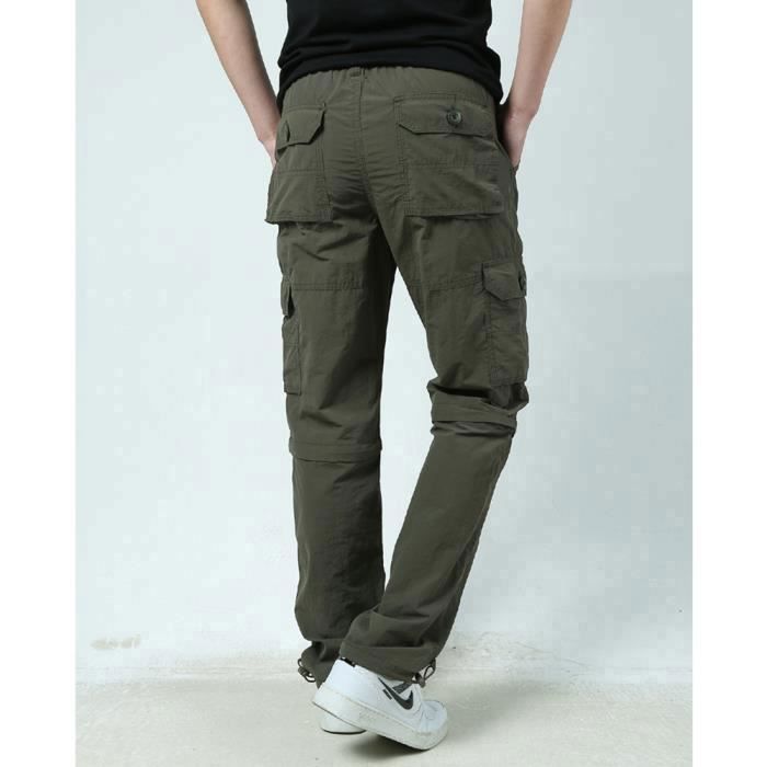 Pantalon Cargo Homme Vert Amovible Sechage Rapide Multi Poches Respirante avec Ceinture INSFITY Cargo Vert