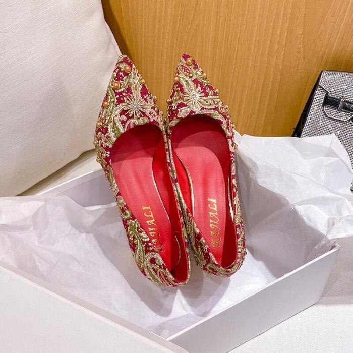 Escarpins a talons hauts pour femmes Rouge Talon aiguille 5cm Bout pointu Chaussures de mariage Achat Vente Escarpins a talons hauts pour femmes Rouge