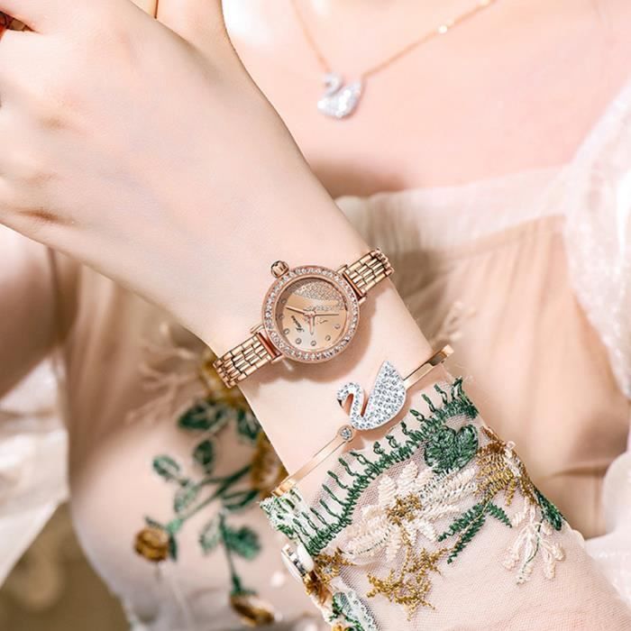Coffret Cadeau Montre Femme Bracelet Femme Cygne - Collier femme - Bijoux  femme Cadeau ST Valentin Anniversaire - 3 PCS