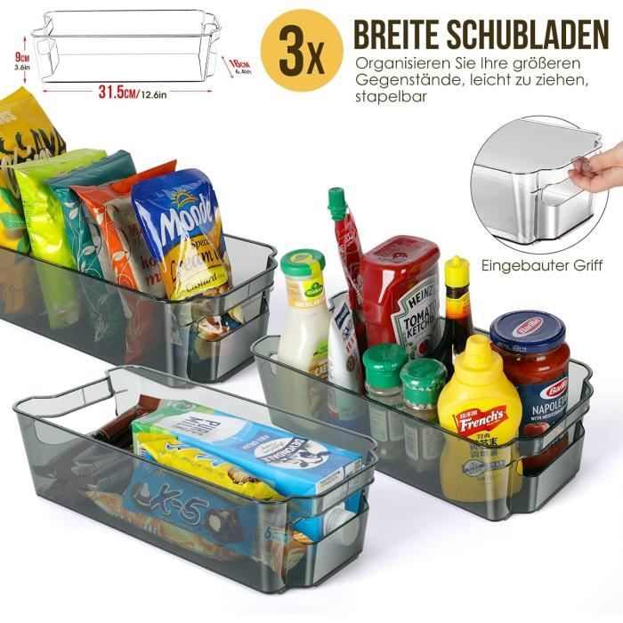 Boite Rangement Frigo, Ensemble de 9 Bac de Organisateur, Empilable