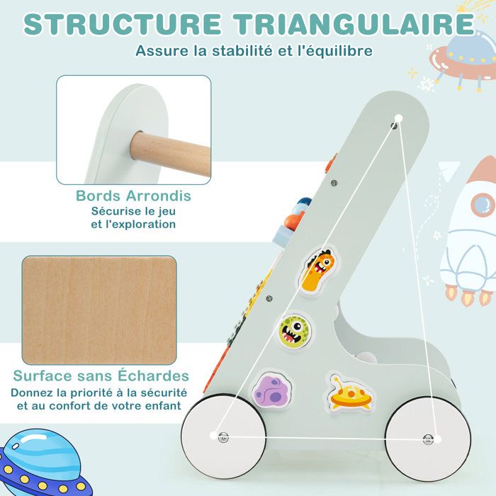 Trotteur en bois, aide à la marche pour bébé, marche bébé, thème marin Trotteur en bois, aide à la marche pour bébé, marche bébé, thème marin