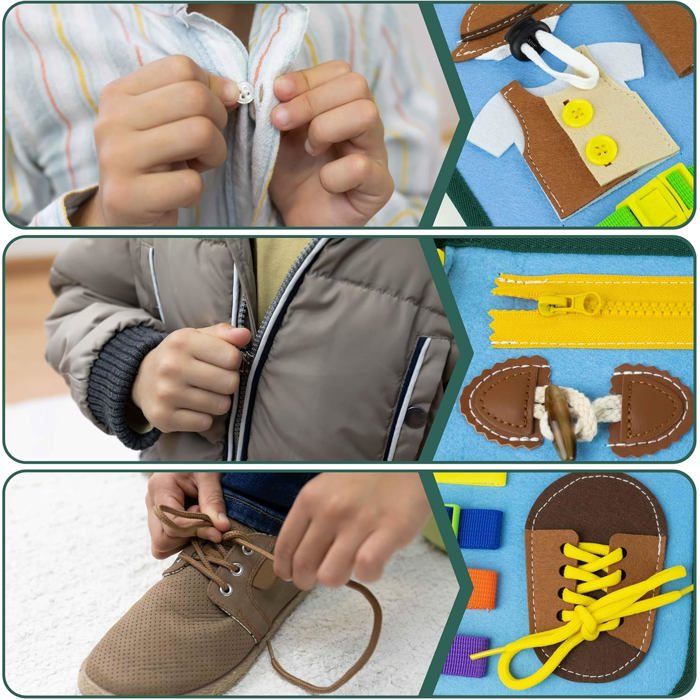 Busy Board Montessori BONNYCO – 8 Panneaux En Feutre – Valise Éducative Motricité Fine – Cadeau 1 à 6 Ans