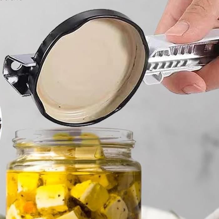 Ouvre-bocaux Manuel 2 En 1 Noir En Acier Inoxydable - Pour Personnes âgées Et Arthrite - Ouvre-bocaux à Vis Sans Effort - Idéal Camping Et Maison
