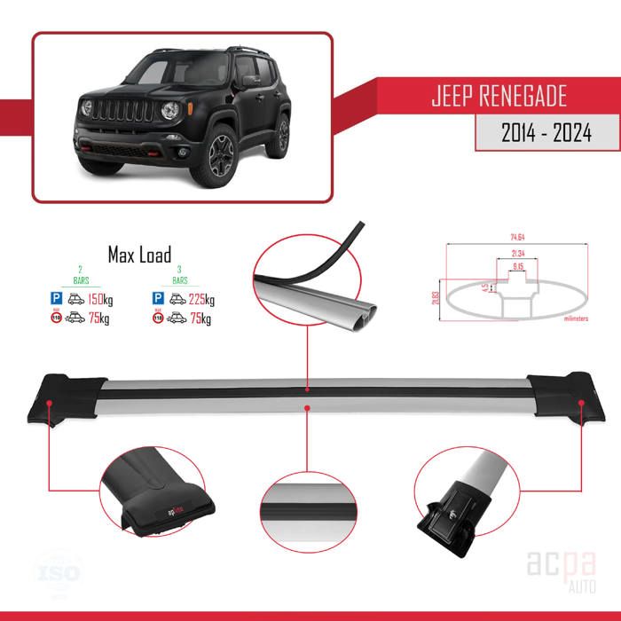 Barres De Toit Pour Jeep Cherokee KL 2014-2021 - Porte-bagages Aluminium 75kg - Neuf