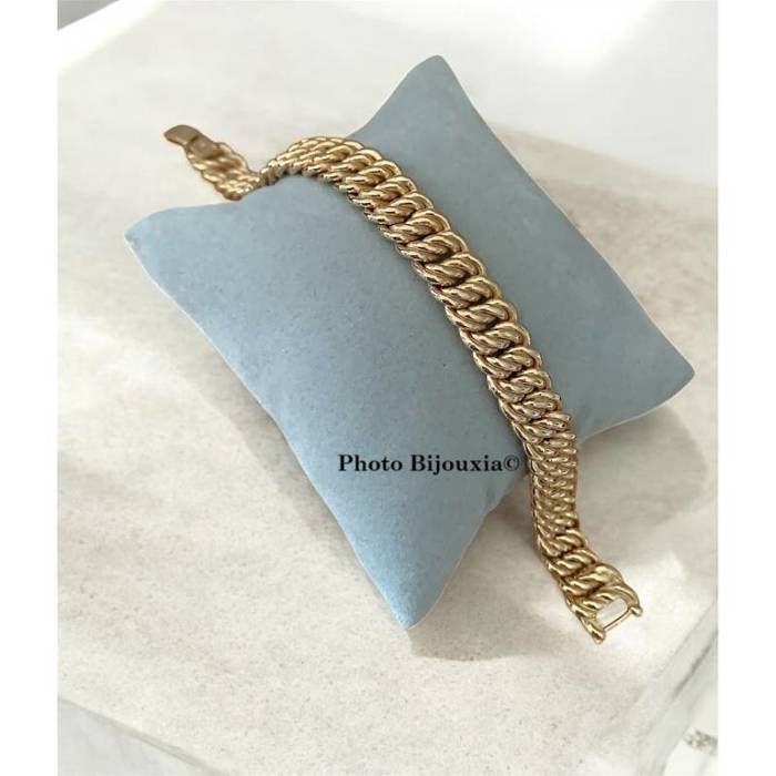 Bracelet Homme/Femme Maille Américaine Plaqué Or 18 Carats - 20 Cm - Neuf Avec étiquettes
