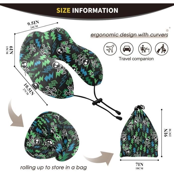 Mini Oreiller De Voyage POPETPOP – Coussin Cervical En Mousse à Mémoire De Forme, Portable, Pour Voiture, Bureau, Maison, Noir