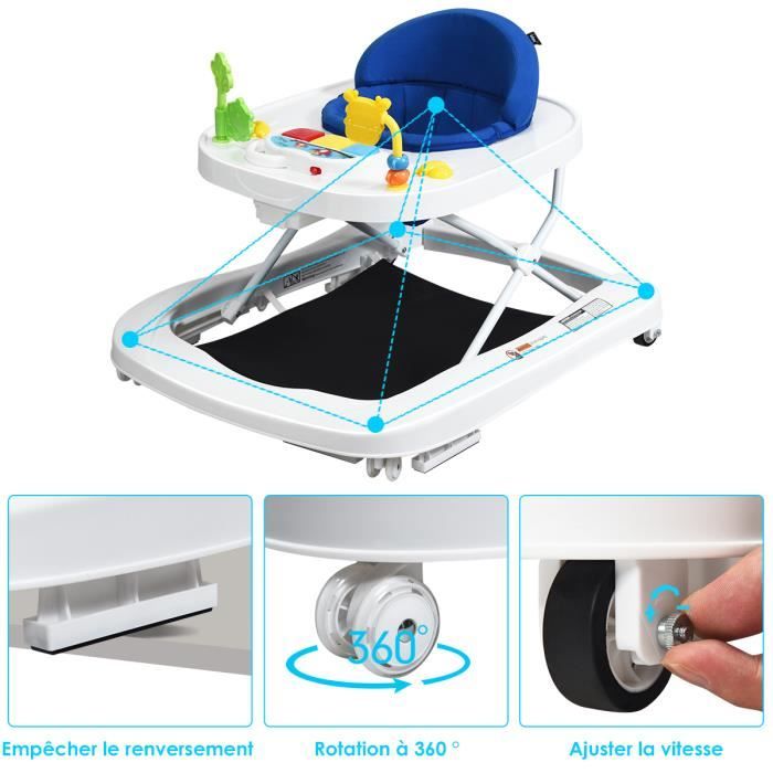 Trotteur Youpala Bébé ,Aide à la marche pour bébé Avec ses 7 niveaux de  réglage,Roues Silencieuses-Rotation à 360-Pliage - Cdiscount Puériculture &  Eveil bébé