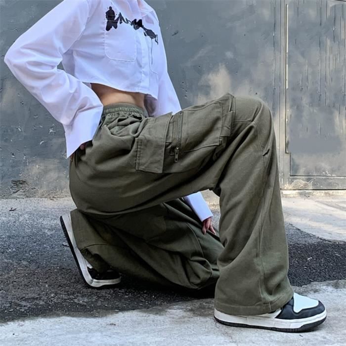 Pantalon Cargo Femme Baggy Pantalon Pants Fille Cargo Pants Taille Haute  Streetwear Gothique Harajuku Army green - Cdiscount Prêt-à-Porter