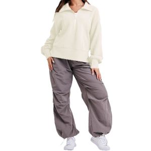Sweat Zippé Femme - Couleur Unie, Manches Longues, Poches, Sans Capuche, Décontracté Pour Sport, Quotidien