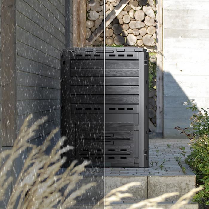 Bac à compost thermique Nature - AKOZON - 300 L - Noir - Cdiscount Jardin