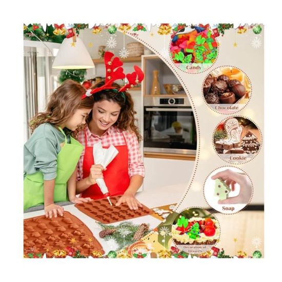 2 Pièce Moules À Chocolat De Noël En Silicone,Moule En Silicone De Noël,Moule  Gateau De Noel Pour Chocolat De Noël, Muffins, [H470] - Cdiscount Maison