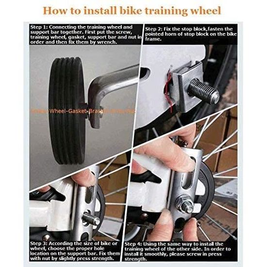 Roues D’entraînement Vélo Enfant 18-24 Pouces – Réglables En Hauteur – Cadre Acier + Pneus Caoutchouc – Paires De Supports