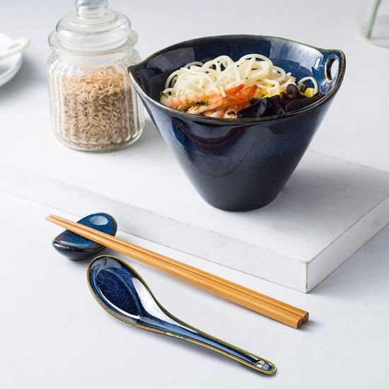 2 Supports Inclut 600 ML UNICASA Bol Japonaise Ramen Bols Nouilles Ceramique 2 Pcs Vaisselles pour Céréales Salade Dessert Pâtes Soupe