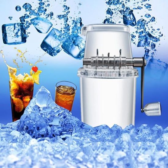 Broyeur à Glace Manuel En Acier Inoxydable - Avec Bac Et Cuillère - Lames Tranchantes, Base Antidérapante - Pour Cocktails, Margaritas, Granitas